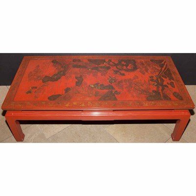 Lot 643 - Chinese Red Lacquered Low Table Height 15...