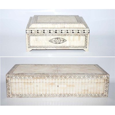 Lot 119 - Two Ink Decorated Bone Chests Height of taller...