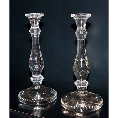 Lot 275 - Pair of Colorless Glass Candlesticks Height 15...