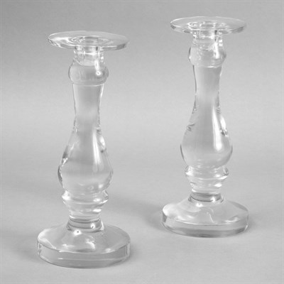 Lot 455 - Pair of Clear Glass Candlesticks Height 11 1/4...