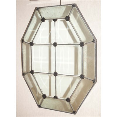 Lot 150 - Patinated-Metal and Mirror Framed Mirror...