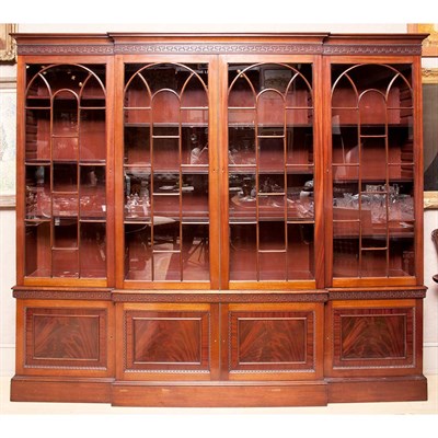 Lot 441 - George III Style Mahogany Breakfront Bookcase...