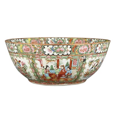 Lot 326 - Canton Rose Medallion Porcelain Punch Bowl...
