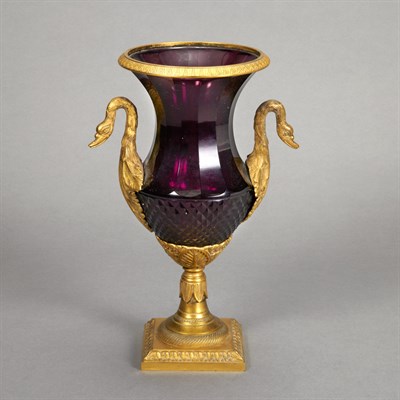 Lot 134 - Empire Style Gilt-Bronze and Cut Glass Urn...