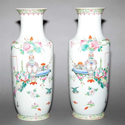 Lot 538 - Pair of Chinese Famille Rose Porcelain Vases...