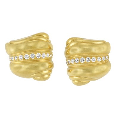 Lot 141 - Pair of Gold and Diamond Earclips, Barry Kieselstein-Cord