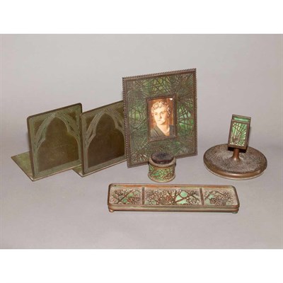 Lot 1374 - Group of Tiffany Studios Bronze and Favrile...