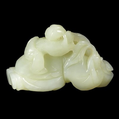 Lot 72 - Chinese Celadon Jade Boy Group Carved with the...