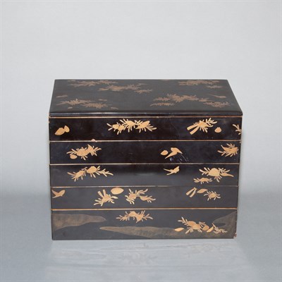 Lot 15 - Japanese Lacquer Five-tiered Storage Box 19th...