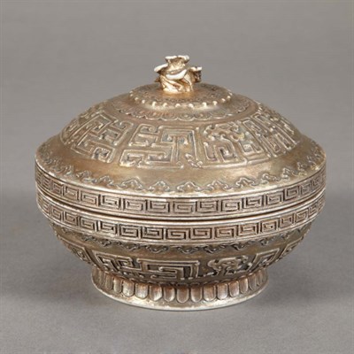 Lot 328 - Chinese Silver Glazed Porcelain Covered Box...