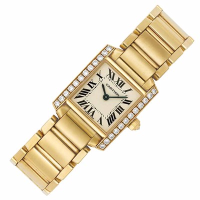 Lot 196 - Lady's Gold and Diamond 'Tank Francaise' Wristwatch, Cartier