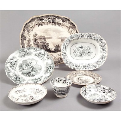 Lot 1294 - Group of Staffordshire Transfer Decorated...
