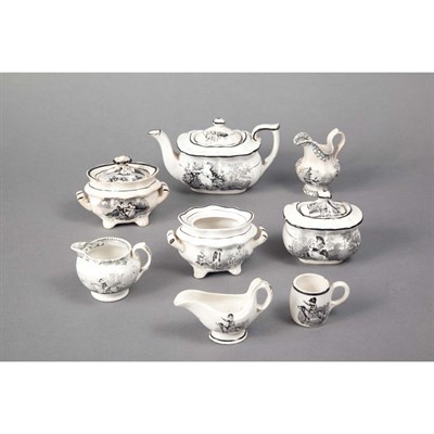 Lot 1467 - English Transfer Decorated Pottery Eight-Piece...