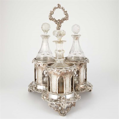 Lot 1328 - Victorian Silver Plated Decanter Set Molded...
