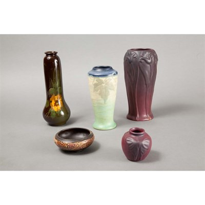 Lot 1606 - Group of Five American Art Nouveau Pottery...