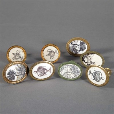 Lot 1221 - Group of Eight Continental Enamel Tie Backs