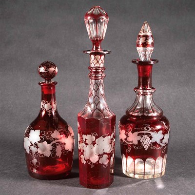 Lot 1444 - Group of Three American Red Overlay Glass...