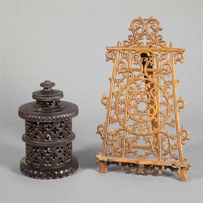 Lot 1452 - Group of Three Gothic Style Carved Wood Desk...