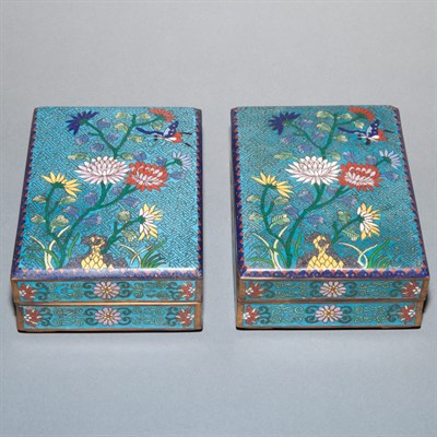 Lot 446 - Pair of Chinese Cloisonne Boxes 19th Century...