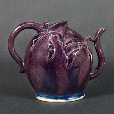 Lot 319 - Chinese Aubergine Glazed Porcelain Wine Pot...