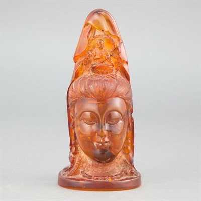 Lot 496 - Chinese Amber Head of Guanyin 20th Century The...