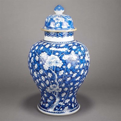 Lot 297 - Chinese Blue and White Glazed Covered Jar 18th...