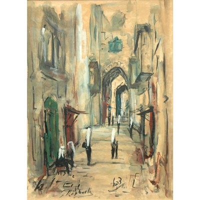 Lot 96 - Zvi Raphaeli Israeli, 1924-2005 Street Scene...