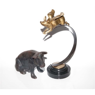 Lot 193 - American Painted Iron Pig-Form Doorstop Late...