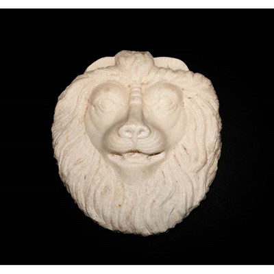 Lot 410 - Carved Marble Lion Head Form Mask Height 13...