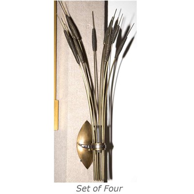Lot 427A - Set of Four Hand Forged Reed Form Candle...