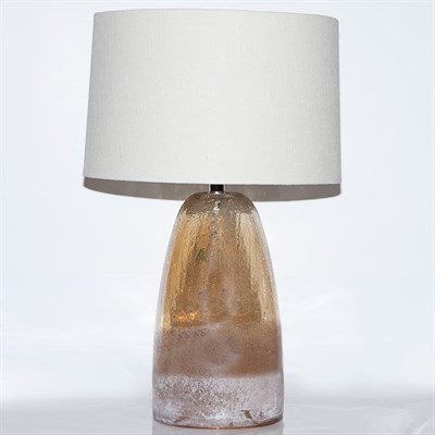 Lot 128 - Amber and Clear Crackle and Frosted Glass Lamp...
