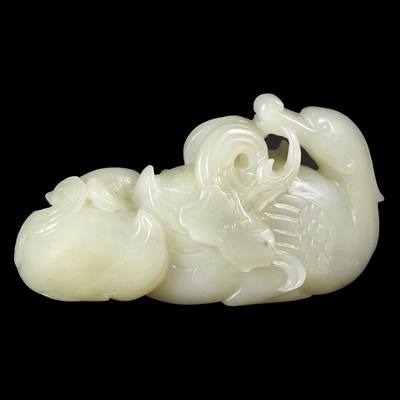 Lot 67 - Chinese Celadon Jade Duck Group One duck...
