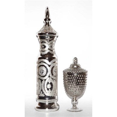 Lot 143 - Group of Five Mercury Glass Style Covered...
