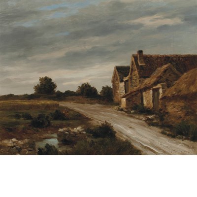 Lot 14 - Jean-Charles Cazin French, 1841-1901 Farmhouse...