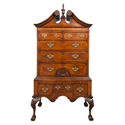 Lot 536 - Chippendale Style Mahogany and Walnut Highboy...
