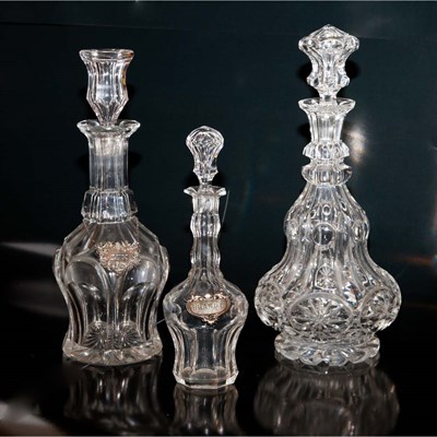 Lot 197 - Group of Nine Colorless Glass Decanters Height...