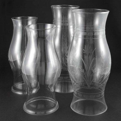 Lot 164 - Two Pairs of Glass Hurricane Shades Height of...