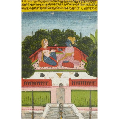 Lot 30 - Indian School 19th Century Krishna; female in...