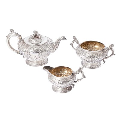 Lot 475 - George IV Silver Three-Piece Tea Service...