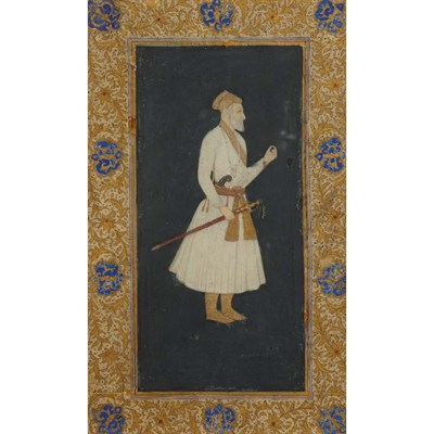 Lot 44 - Indian School 19th Century Royal figure with a...
