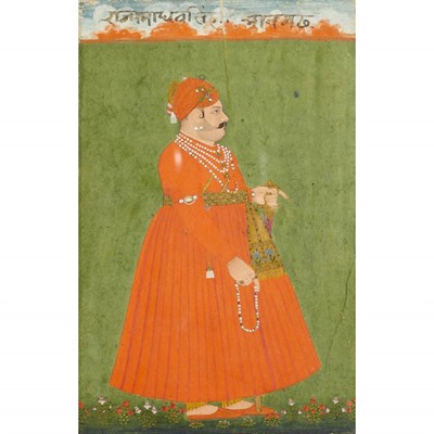 Lot 41 - Indian School 19th Century Prince in an orange...