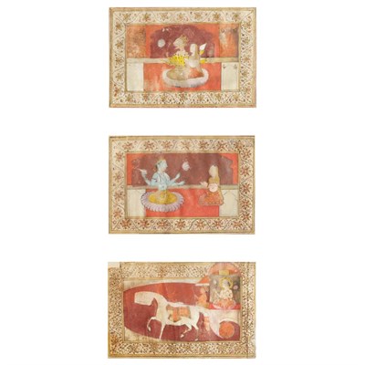 Lot 40 - Indian school 19th Century Wrestlers; sanskrit...