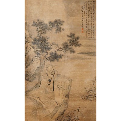 Lot 548 - Chinese School Hanging scroll, scholars in a...