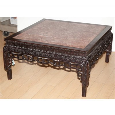 Lot 501 - Chinese Marble Inlaid Hardwood Low Table 19th...