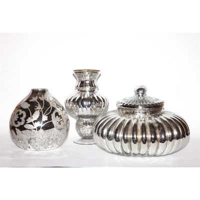 Lot 178 - Group of Five Mercury Glass Style Vessels...