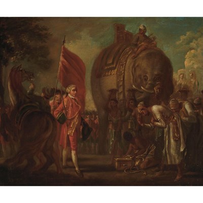 Lot 1008 - English School 18th Century Meeting between...