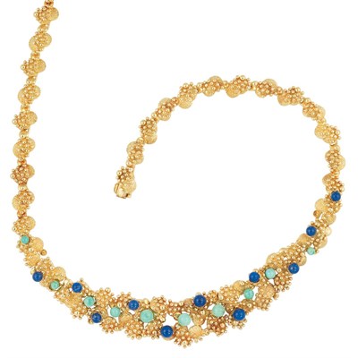 Lot 543 - Gold, Turquoise and Lapis Necklace, Van Cleef & Arpels