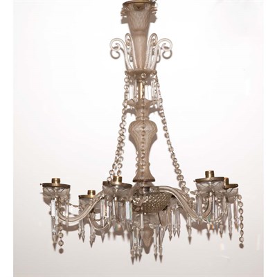 Lot 361 - French Glass Six-Light Chandelier Height 40...