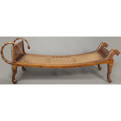 Lot 395 - Egyptian Revival Bone Inlaid Mahogany Chaise...