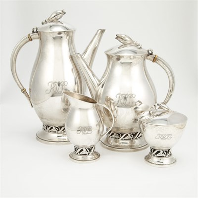 Lot 204 - Georg Jensen Style Sterling Silver Coffee and...